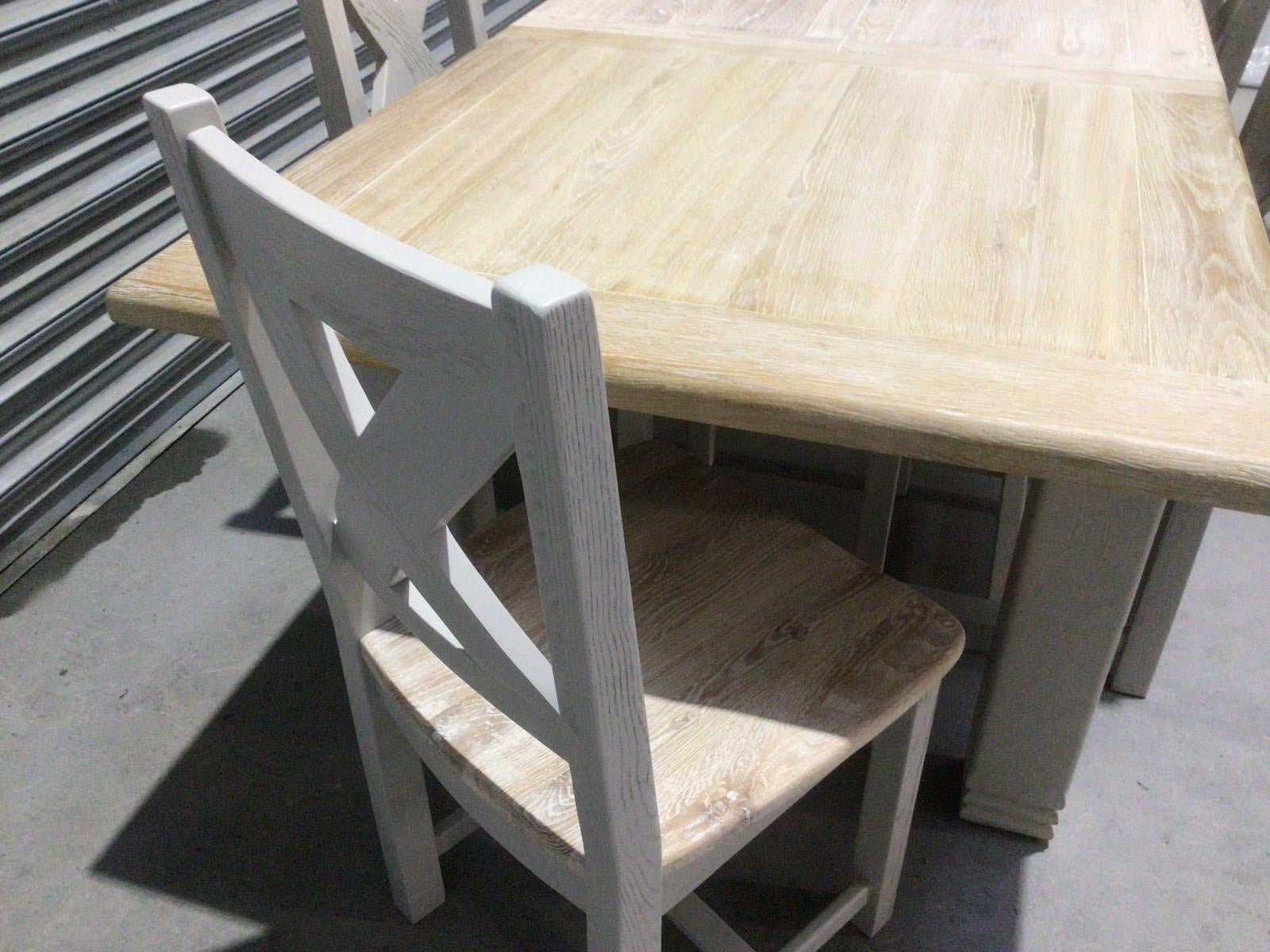 Danube Oak 1.8m Ext Dining Set painted Oyster