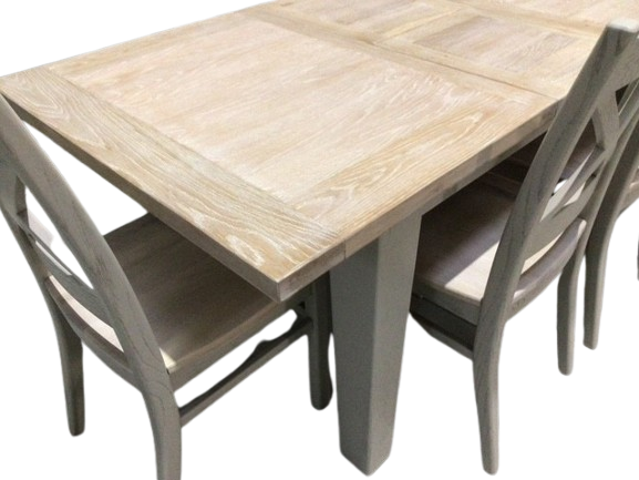 Calgary Oak 1.4m Ext Dining Set painted Oyster with a Ciffa Finish