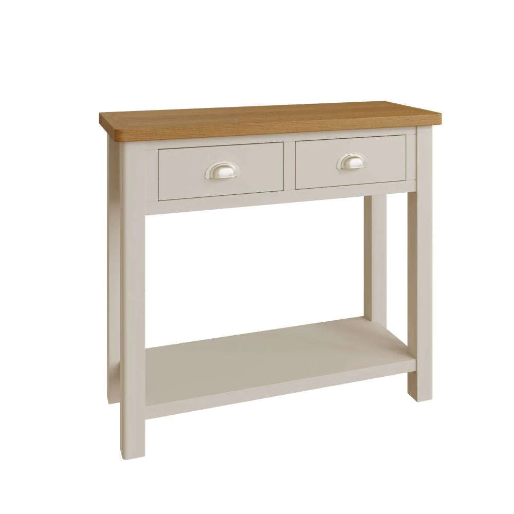 Suffolk Oak Two Drawer Console Table painted Truffle