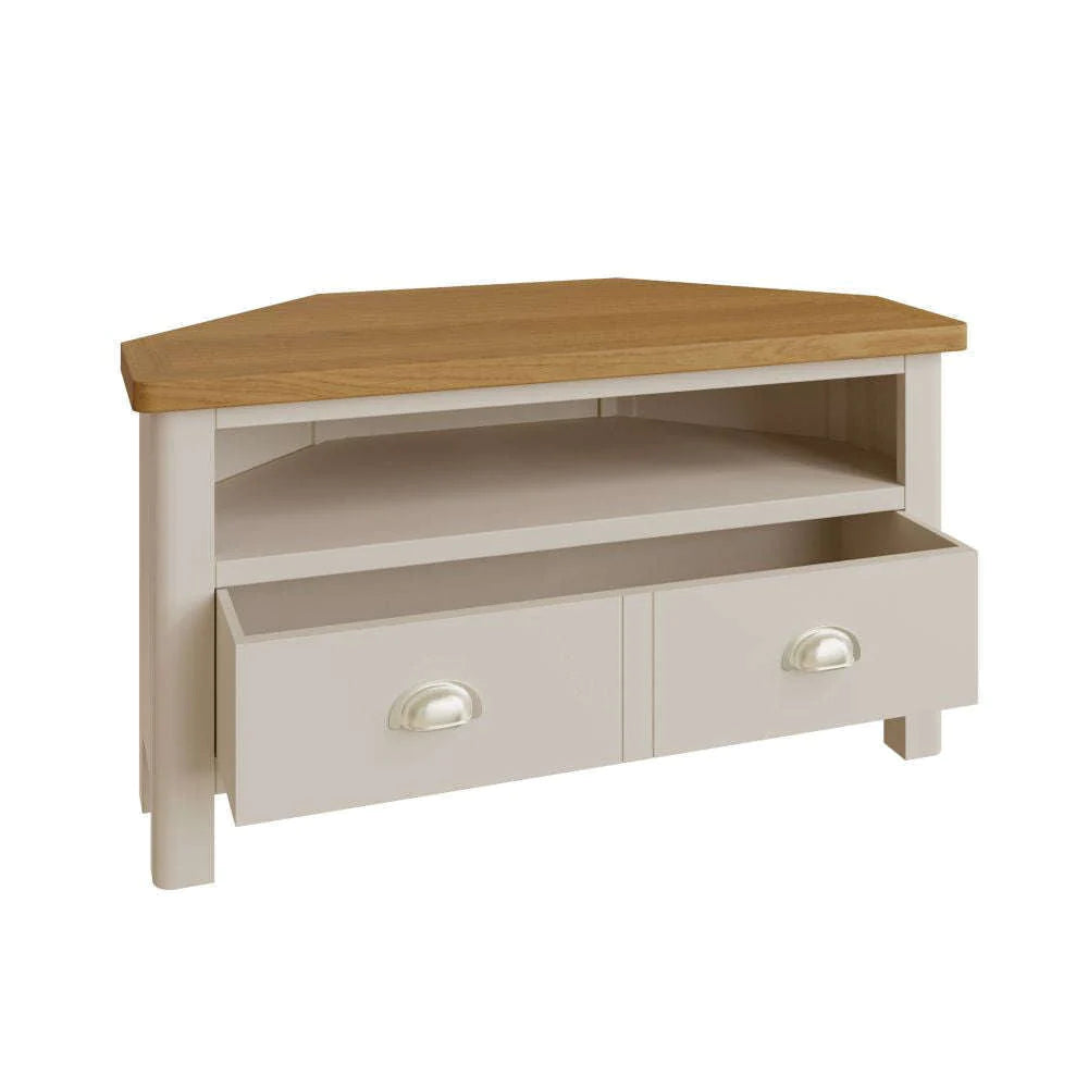 Suffolk Oak Corner TV Unit painted Truffle