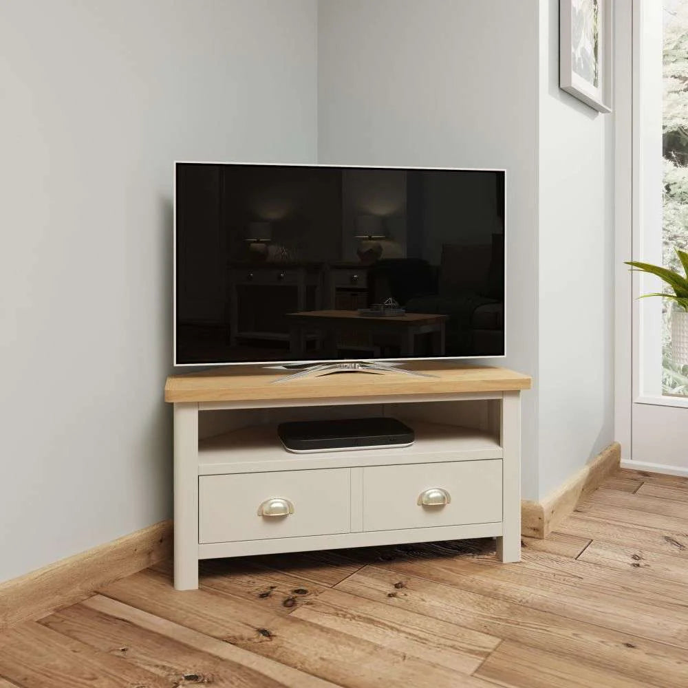 Suffolk Oak Corner TV Unit painted Truffle