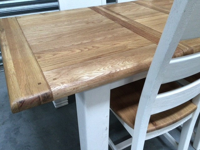 Danube Oak 1.4m Ext Dining Set painted Off-White - Sep 20