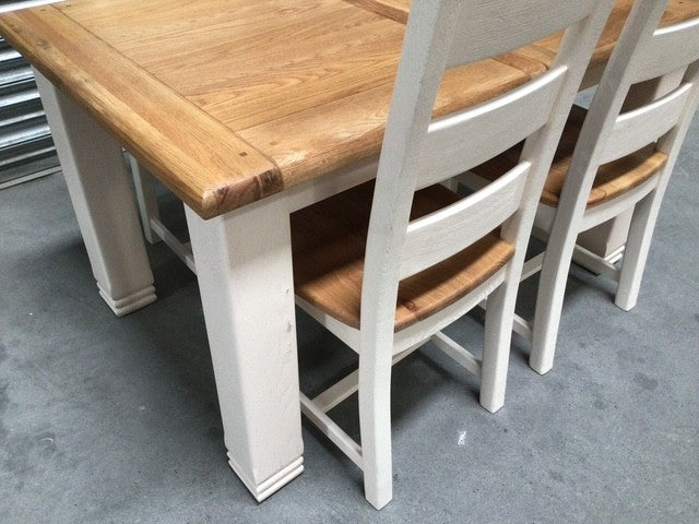Danube Oak 1.4m Ext Dining Set painted Off-White - Sep 20