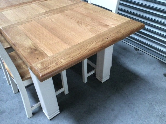 Danube Oak 1.4m Ext Dining Set painted Off-White - Sep 20