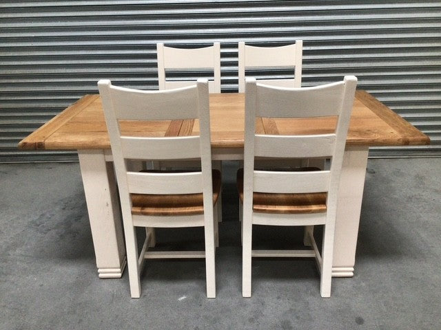 Danube Oak 1.4m Ext Dining Set painted Off-White - Sep 20