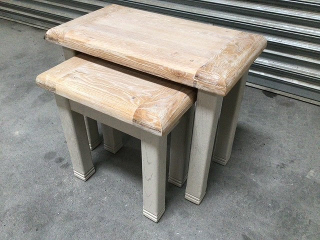Danube Oak Nest of Tables painted Oyster - Sep 22