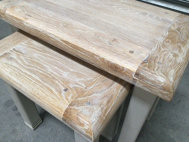 Danube Oak Nest of Tables painted Oyster - Sep 22