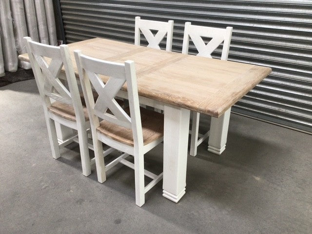 Danube Oak 1.4m Ext Dining Set painted with ciffa finish - (OXW) - Sep 25