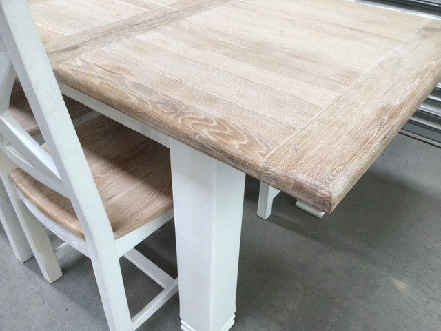 Danube Oak 1.4m Ext Dining Set painted with ciffa finish - (OXW) - Sep 25