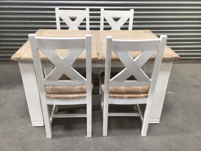 Danube Oak 1.4m Ext Dining Set painted with ciffa finish - (OXW) - Sep 25
