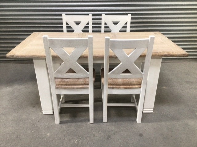 Danube Oak 1.4m Ext Dining Set painted with ciffa finish - (OXW) - Sep 25