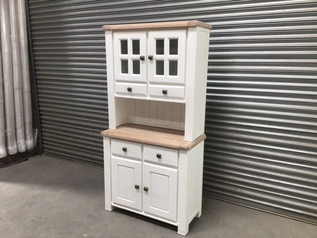 Danube Oak Small Buffet Hutch painted Off-White with a Ciffa Finish - (OXW) Sep 27