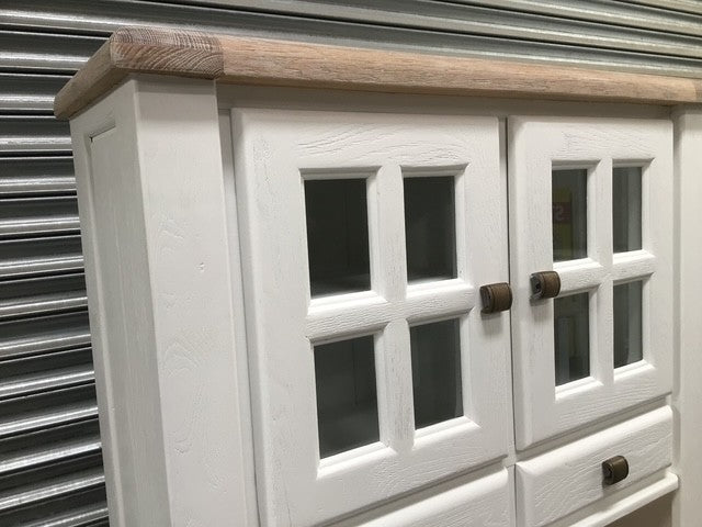 Danube Oak Small Buffet Hutch painted Off-White with a Ciffa Finish - (OXW) Sep 27