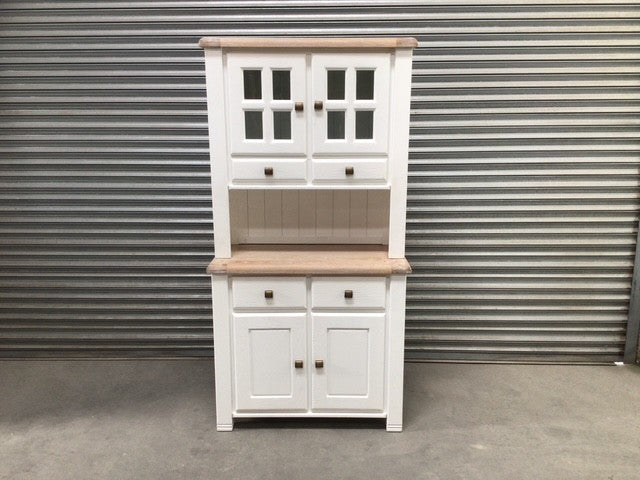 Danube Oak Small Buffet Hutch painted Off-White with a Ciffa Finish - (OXW) Sep 27