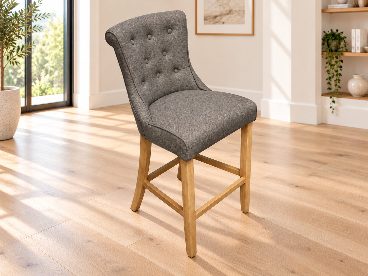 Kingston Cement Grey Linen Bar Stool