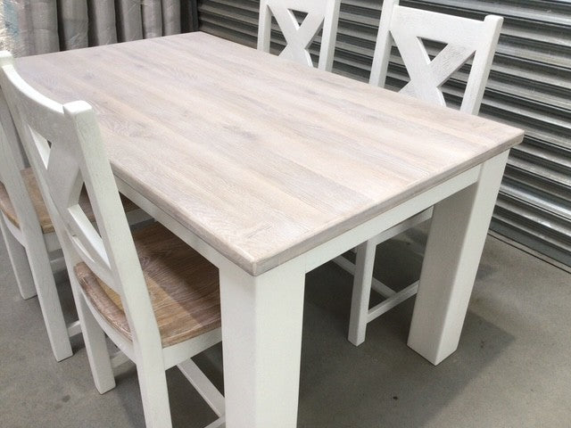 Tommy Solid Oak 1.5m Dining Set painted Off-White with a Ciffa Finish
