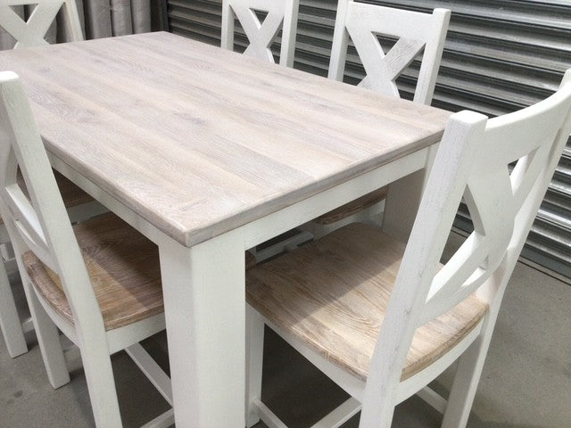 Tommy Solid Oak 1.5m Dining Set painted Off White with a Ciffa Finish