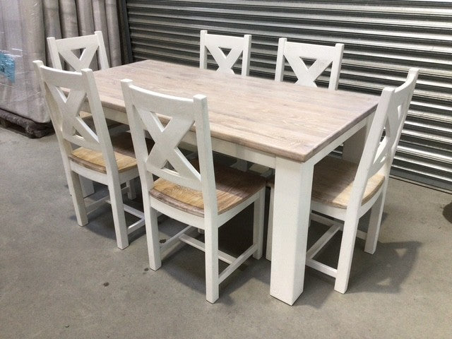 Tommy Solid Oak 1.8m Dining Set painted Off White with a Ciffa Finish