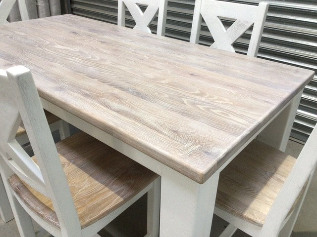 Tommy Solid Oak 1.8m Dining Set painted Off White with a Ciffa Finish