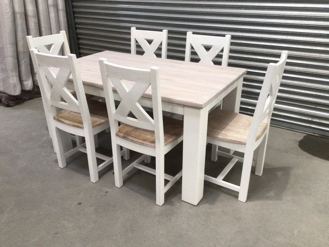 Tommy Solid Oak 1.8m Dining Set painted Off White with a Ciffa Finish