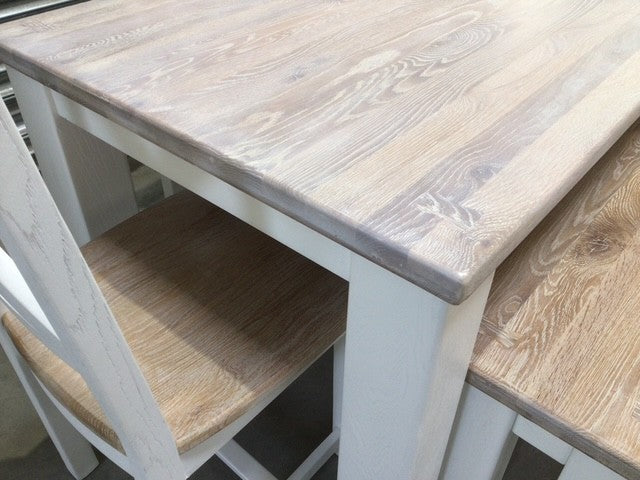 Tommy Solid Oak 1.8m Dining Set painted Off-White with Ciffa Finish