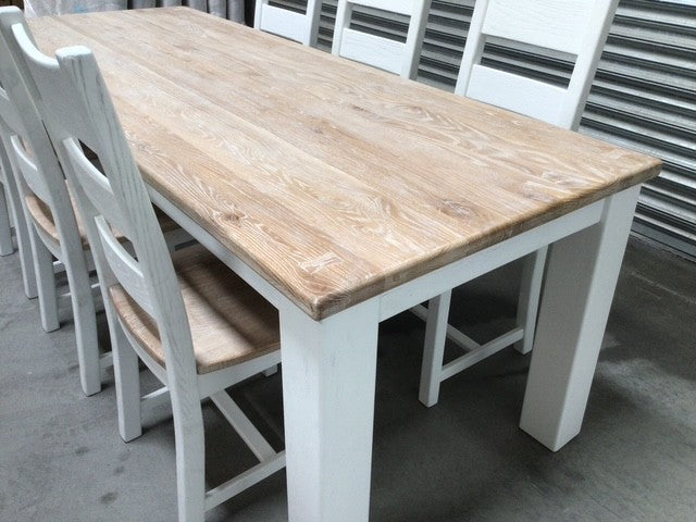 Tommy Solid Oak 2.3m Dining Set painted Off-White