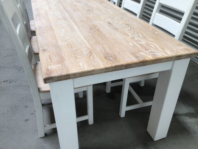Tommy Solid Oak 2.3m Dining Set painted Off-White