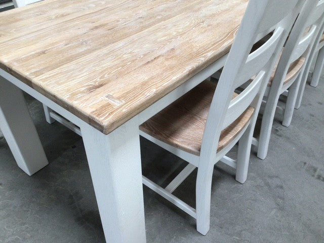 Tommy Solid Oak 2.3m Dining Set painted Off-White