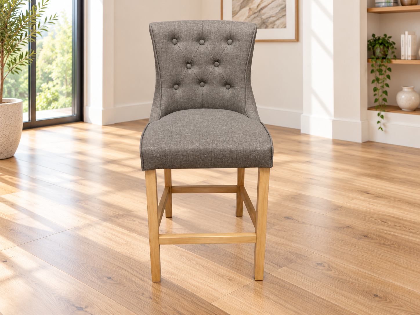 Kingston Cement Grey Linen Bar Stool
