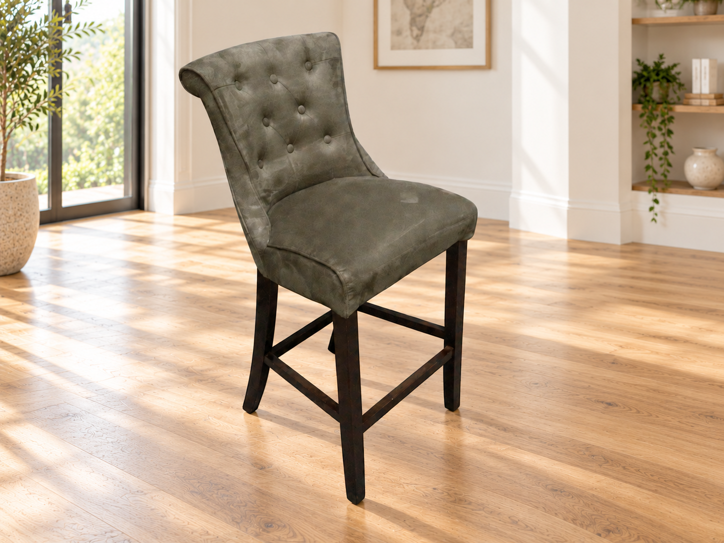 Kingston Olive Green Faux Suede Bar Stool