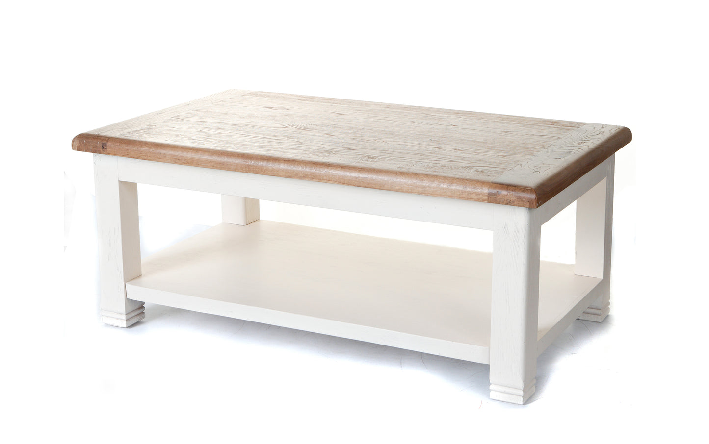 Danube Oak Coffee Table with Shelf painted Off White