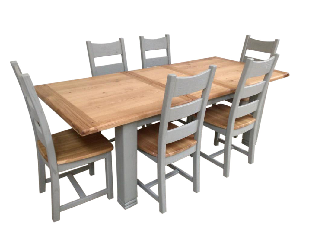 Danube Oak 1.8m Extension Dining Set painted French Grey