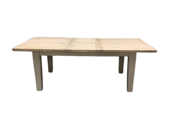 Calgary Oak 1.8m Ext Dining Table painted Oyster with a Ciffa Finish