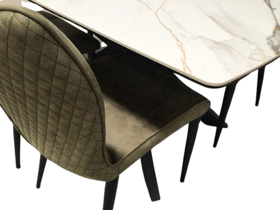 Subiaco Ceramic 1.4m Dining Set - Beige Marble