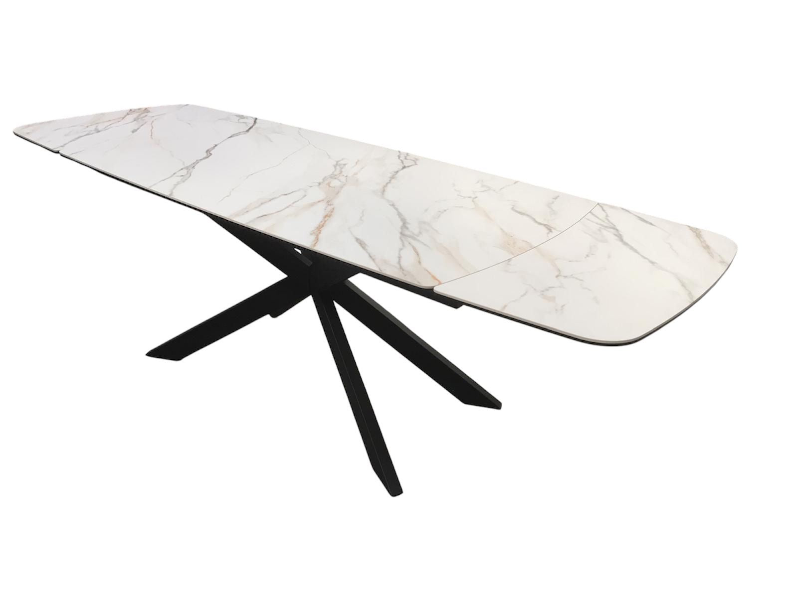 Sorrento Ceramic 1.6m / 2.4m Extension Dining Set - Beige Marble / 1624