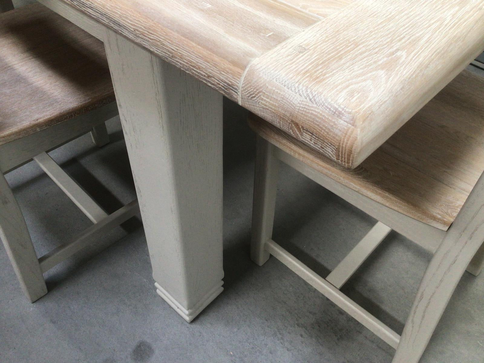 Danube Oak 1.8m Ext Dining Set painted Oyster - Ex Display Model