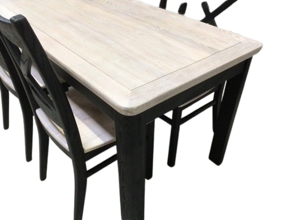 Dakota Solid Oak 1.4m Fixed Top Dining Set - Painted Black with a Ciffa Finish