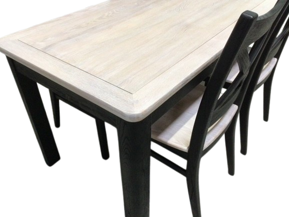 Dakota Solid Oak 1.4m Fixed Top Dining Set - Painted Black with a Ciffa Finish