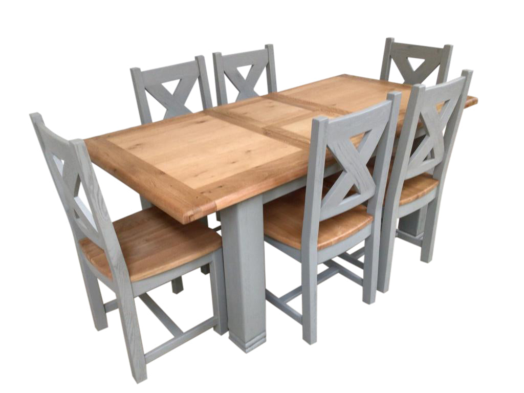 Danube Oak 1.4m Ext Dining Set painted French Grey