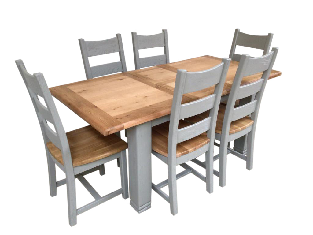 Danube Oak 1.4m Extension Dining Set painted French Grey