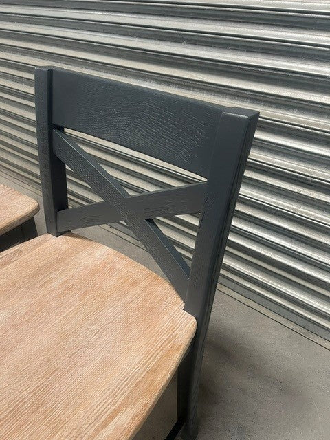 Maximus Oak Bar Stool painted Night Blue with a Ciffa Finish - Set of 3