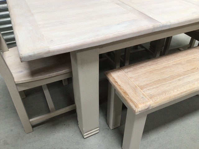 Danube Oak 1.4m Ext Dining Set painted Oyster - Ex Display