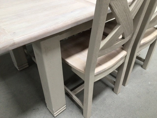 Danube Oak 1.4m Ext Dining Set painted Oyster - Ex Display
