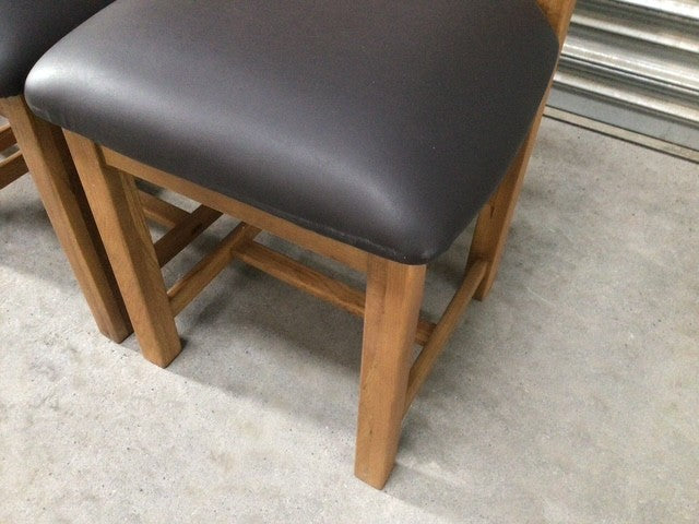 Timber ladder back dining chair with padded seat (Oct33) - Set of 3