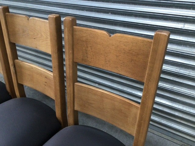 Timber ladder back dining chair with padded seat (Oct33) - Set of 3