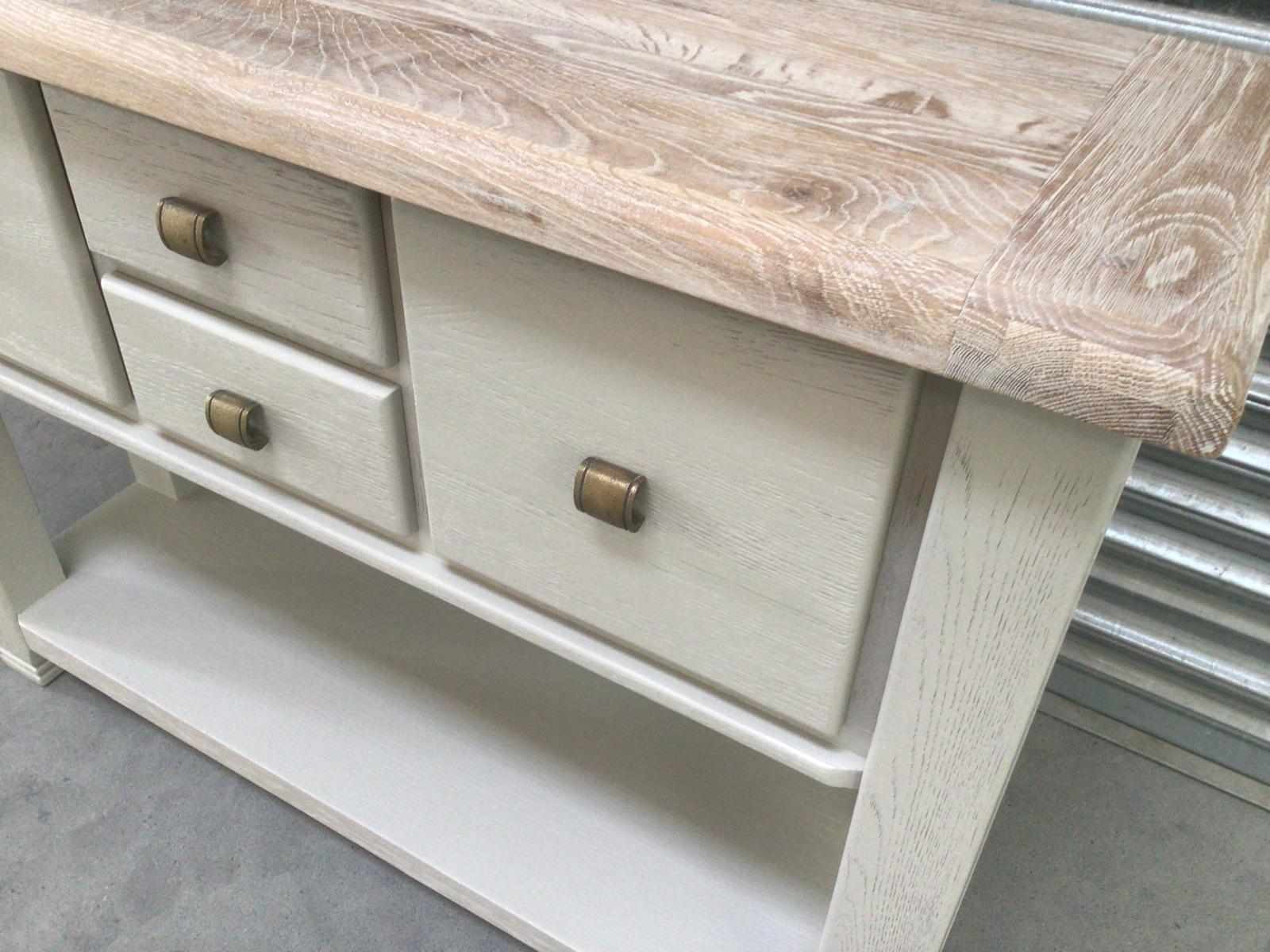 Danube Oak Console Table painted Oyster with a Ciffa Finish