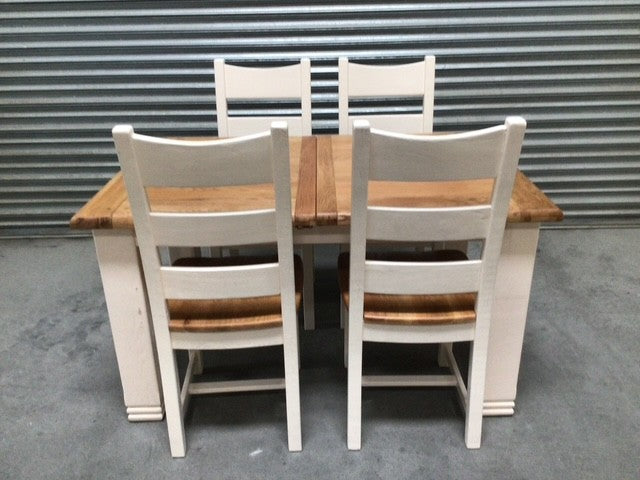 Danube Oak 1.4m Ext Dining Set painted Off-White - Ex Display (Sep20)