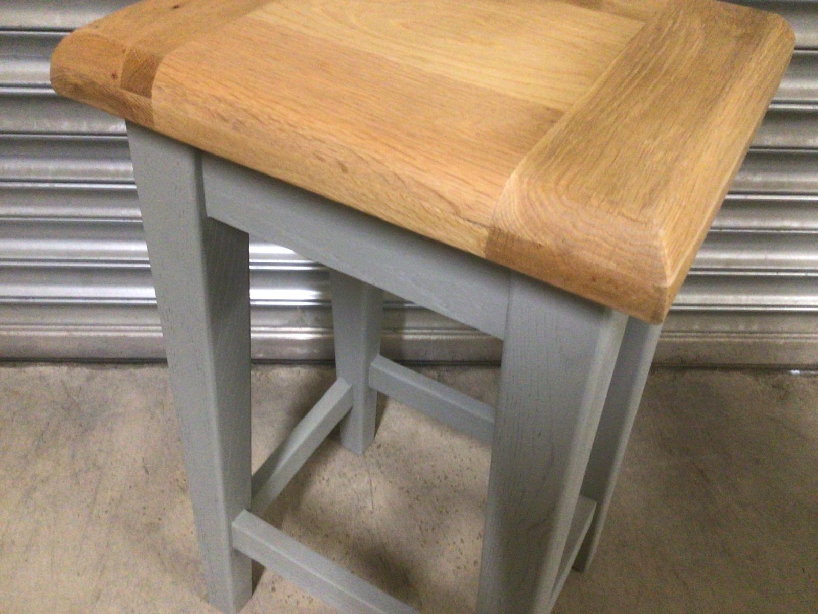Vancouver Oak Stool painted French Grey - Ex Display
