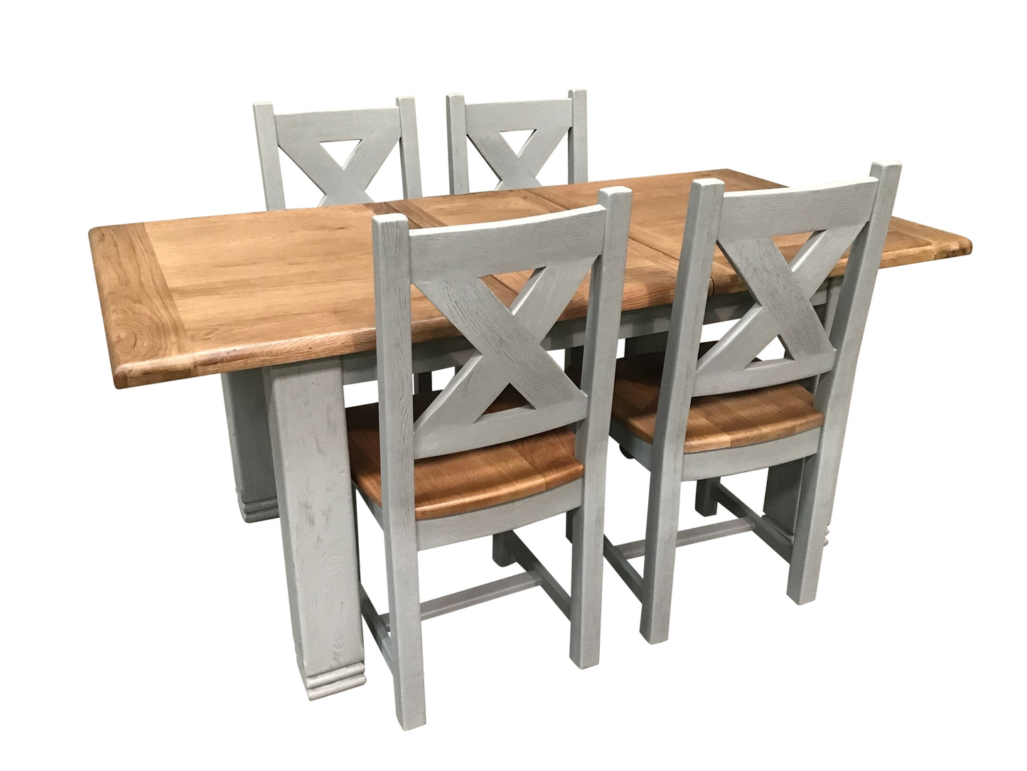 Danube oak 1.4m extending dining set painted French Grey