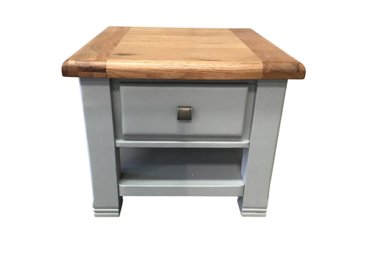 Danube Oak Lamp Table with Drawer painted French Grey